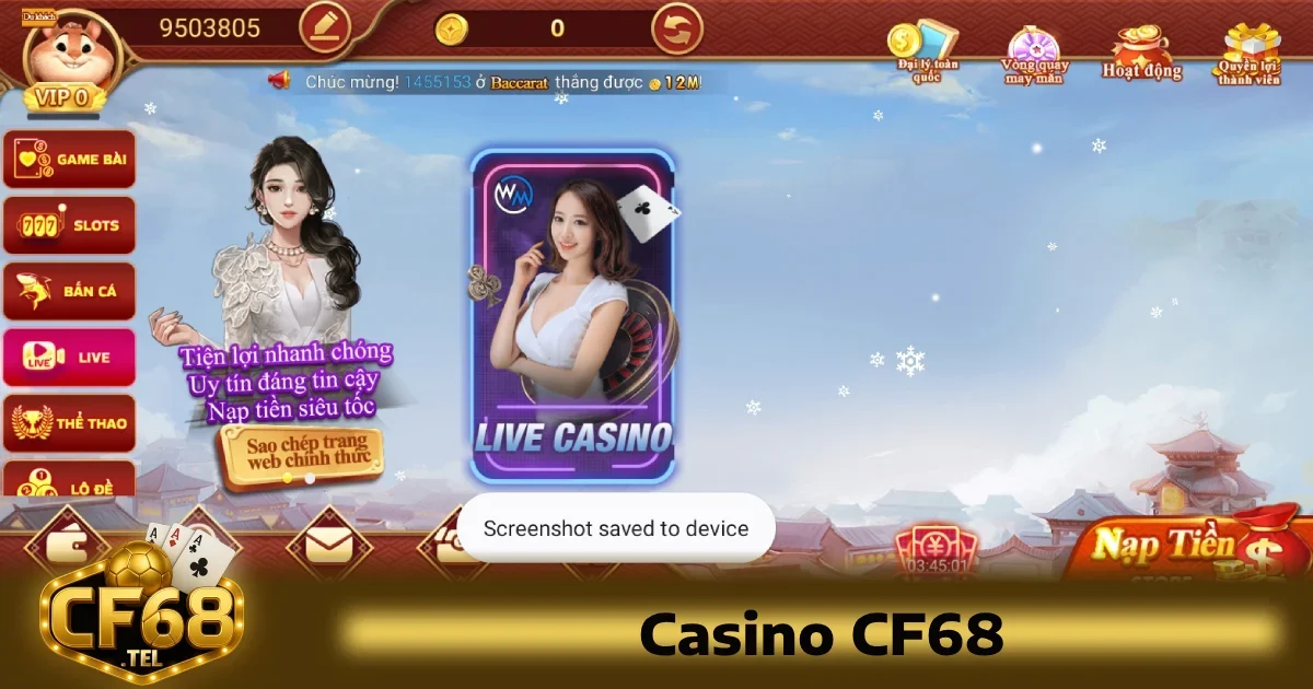 Casino CF68 tự hào sở hữu một danh mục game đa dạng, gồm các trò chơi phổ biến nhất