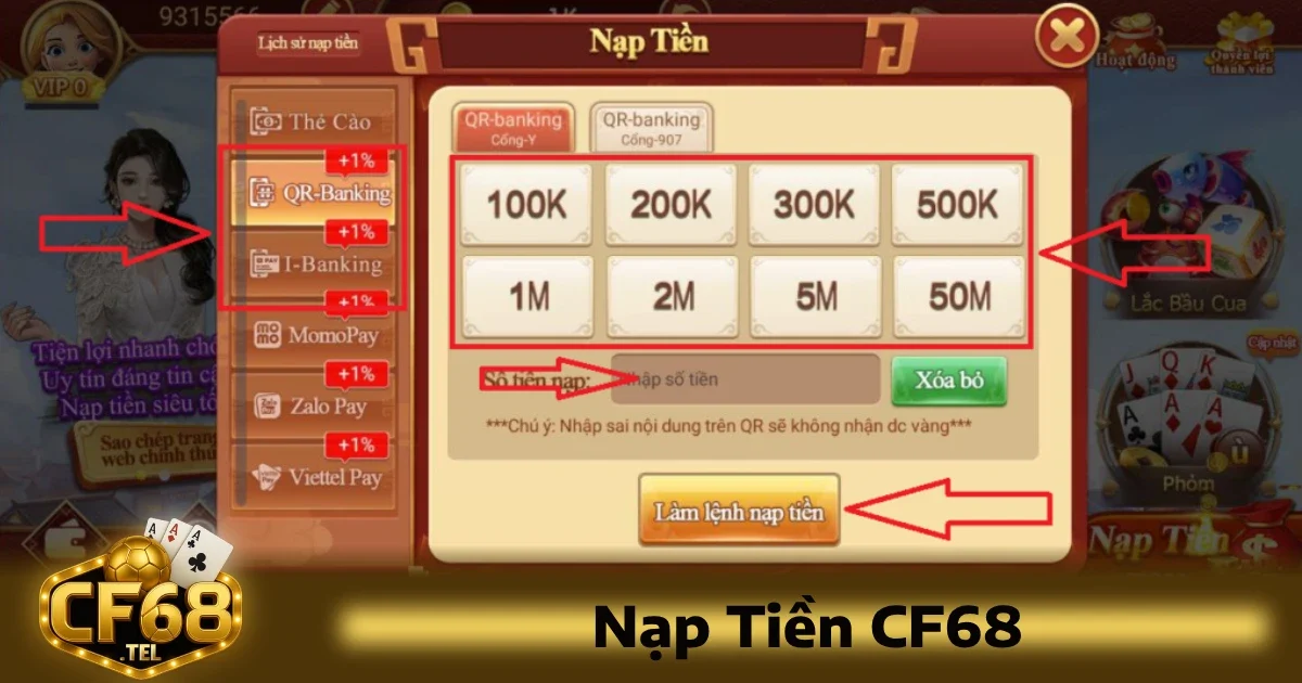 Các bước nạp tiền CF68 chi tiết cho người chơi mới